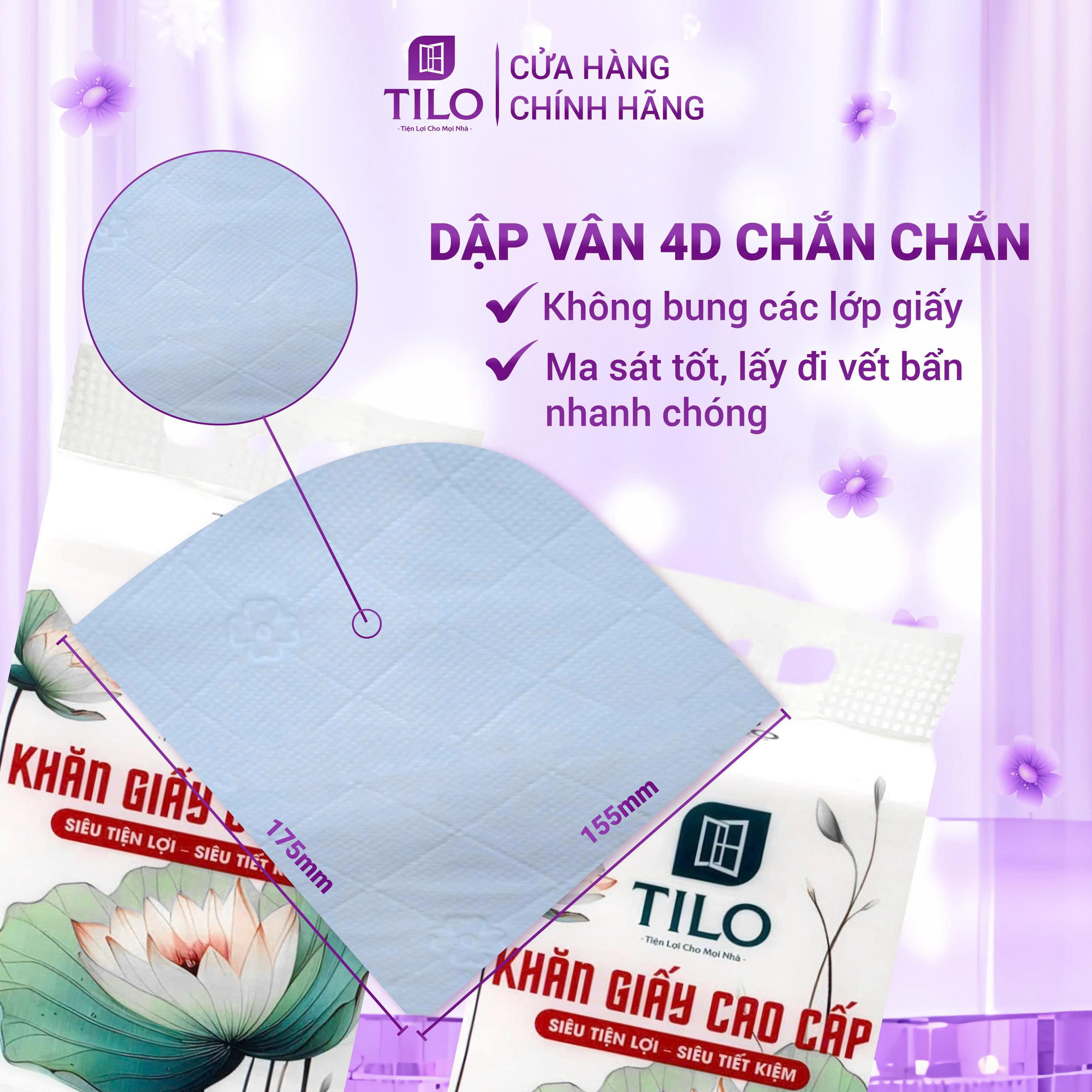 Khăn giấy rút đáy TiLo 1280 tờ 6 gói 1 thùng