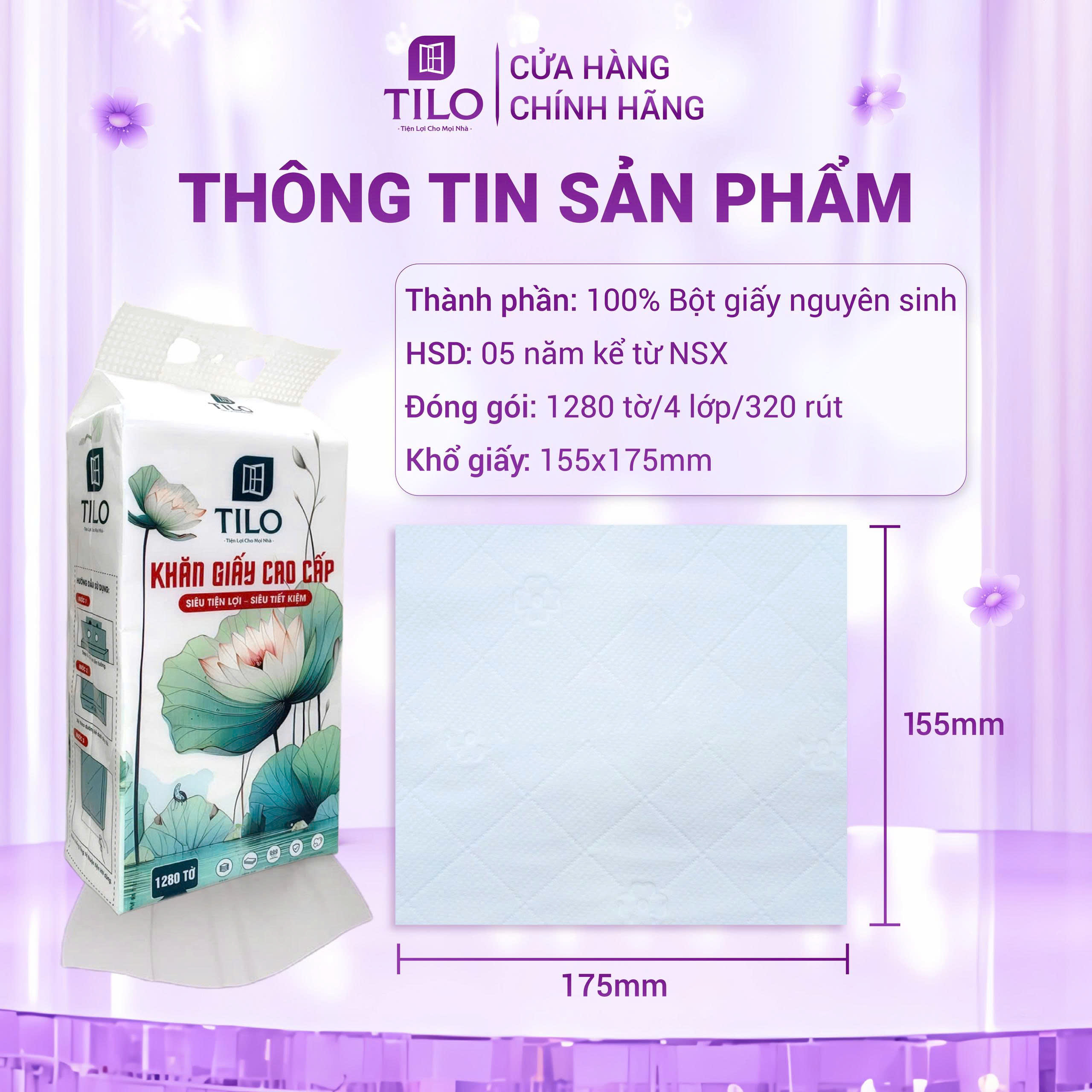 Khăn giấy rút đáy TiLo 1280 tờ_6 gói